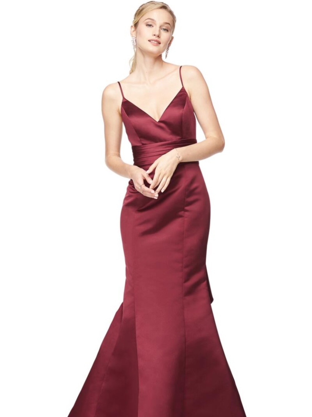 BILL LEVKOFF WINE SATIN GOWN SIZE 12